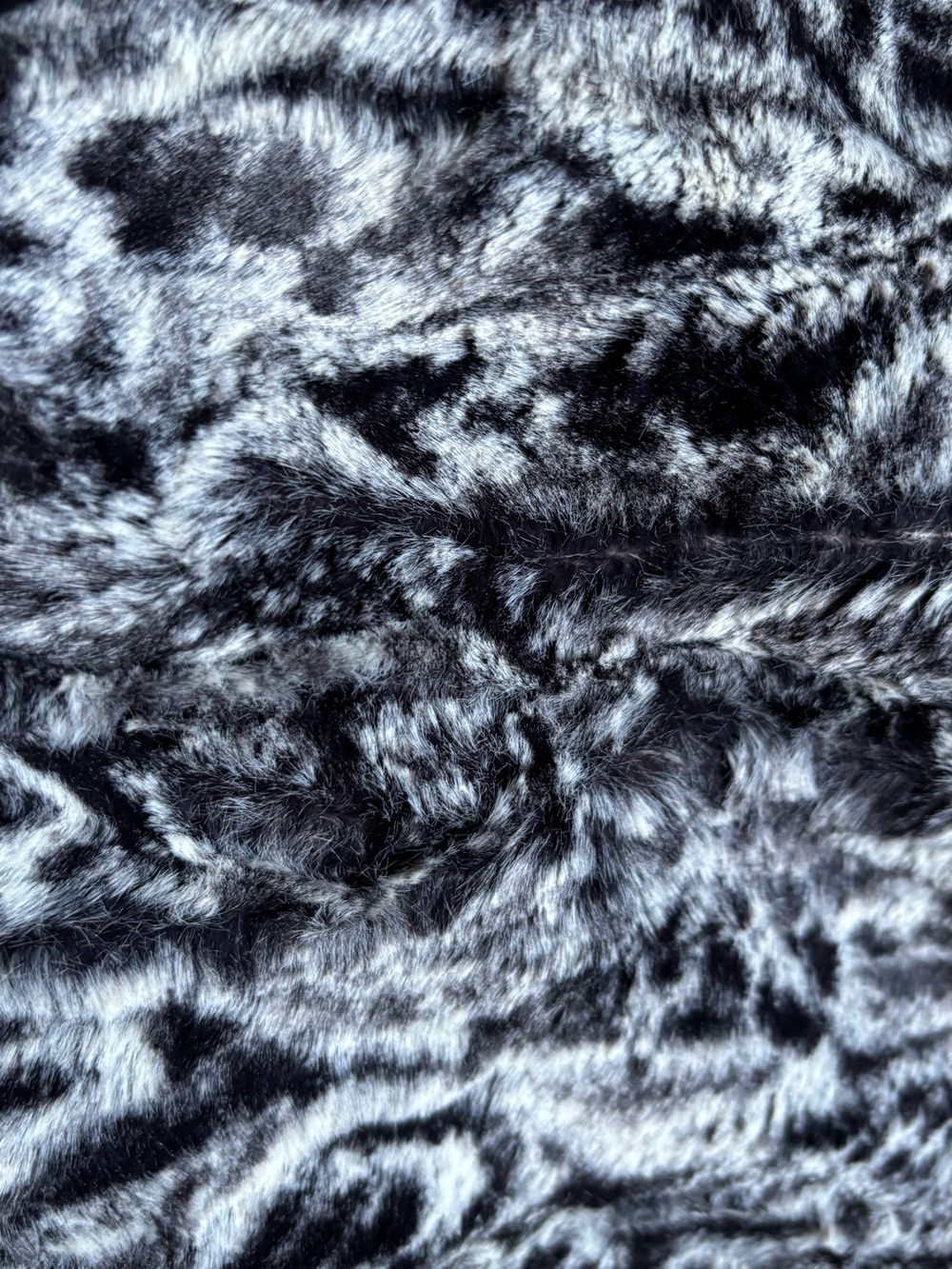 Beautiful Black Gray Faux Fur Fabric Very Soft  34”x36” New